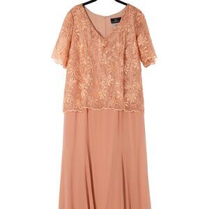 Peach/Light Salmon Overlay Formal Gown - 20W